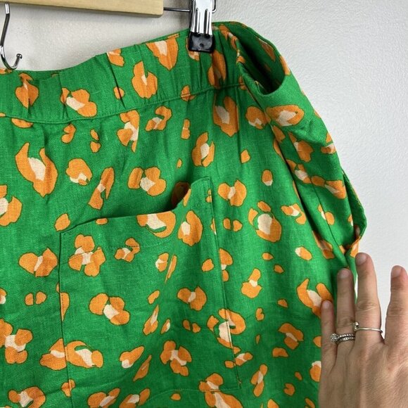 Tabitha Brown Target Shorts 2X Leopard Animal Print High Rise Pleat Linen Green - Picture 8 of 9